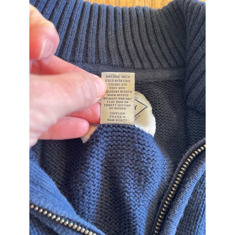 St Johns Bay Mens XL Navy Blue Cotton Quarter Zip Pullover Sweater‎ Mock Neck - Picture 7 of 8